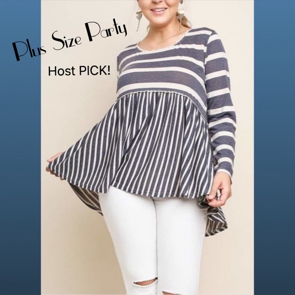 Wife Of Eric Tops - 🧨CLEARANCE🧨 Striped Top w Crochet Ruffle Hem